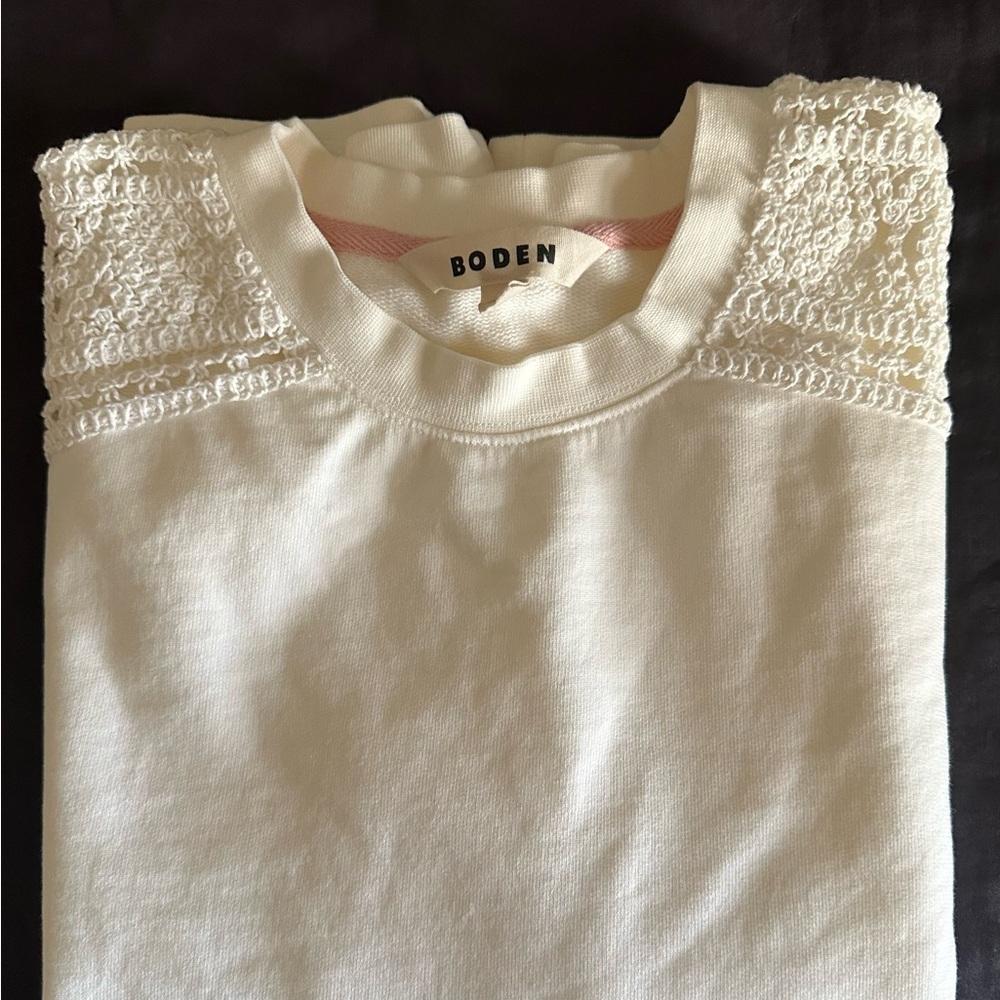 Boden Cream Lace Accent Women's Blouse